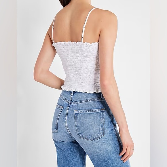 Express While Smocked Cropped Cami Sleeveless Spaghetti Straps Women’s Small NWT - Picture 3 of 10